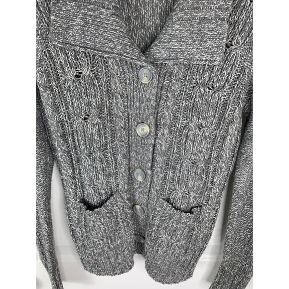 St Johns Bay womens Cable Knit Button-Up Cardigan size PS Grey Acrylic - Picture 3 of 7